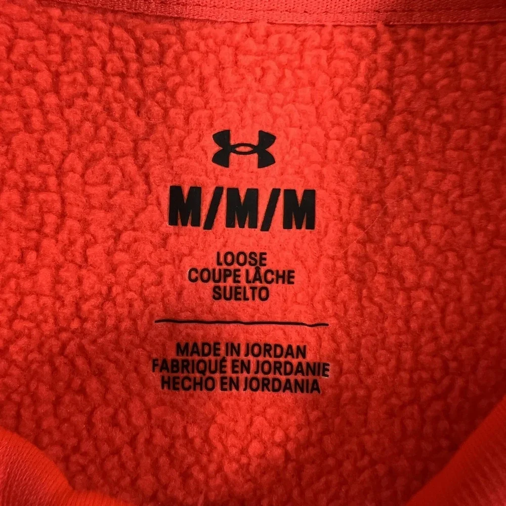 Under Armour Pullover Mens Medium Pink Quarter Zip Fleece Mock‎ Neck Loose Fit